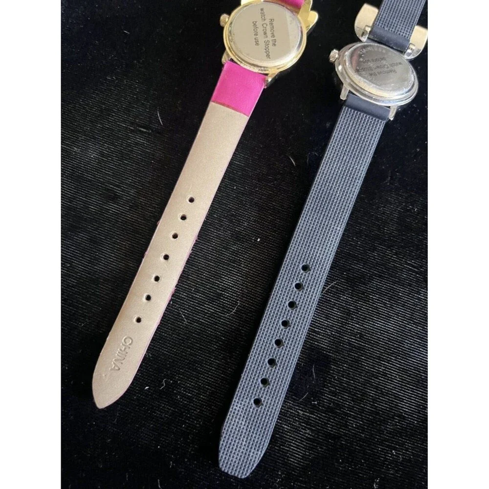 Lot 2 Cute Animal Face Watches Cat Bunny New Battery